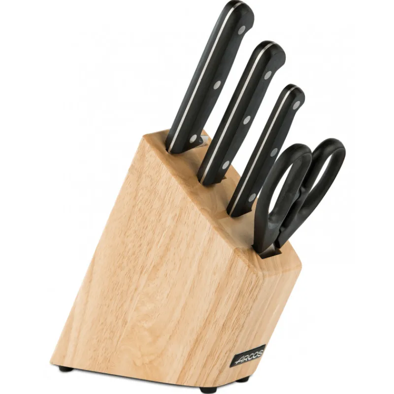 ARCOS Rangement Couteaux | Couteau De Chef*Bloc à Couteaux 4 pièces (3 Couteaux + Ciseaux) UNIVERSAL Noir