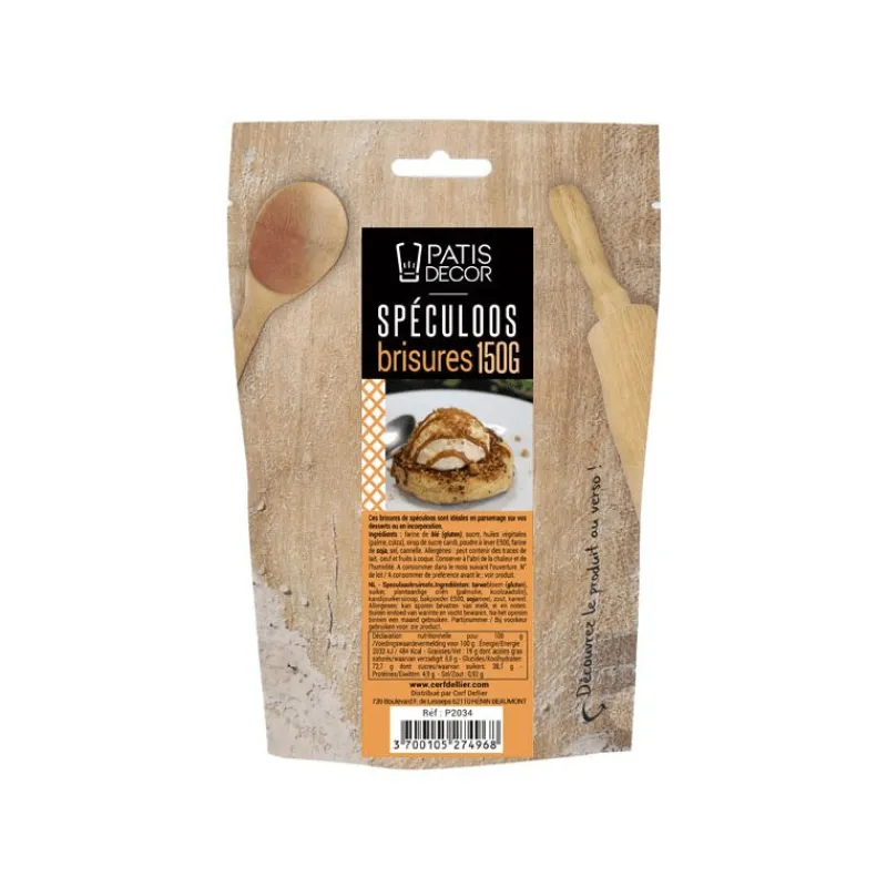 PATISDECOR Décoration Comestible*Brisures de Spéculoos 150 g Patisdécor