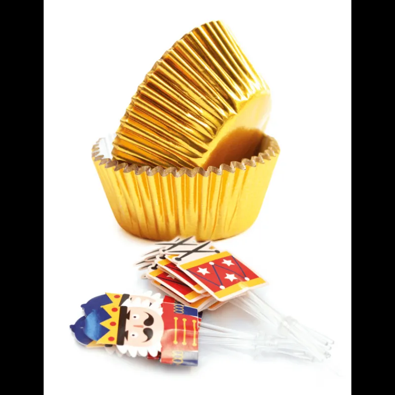 SCRAPCOOKING Moules En Papier*24 Caissettes Cupcakes + 24 Cake Toppers Casse Noisette