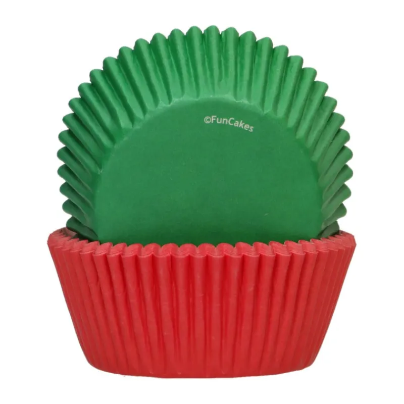 FUNCAKES Moules En Papier*Caissettes Cupcakes Rouge et Verte (x48)