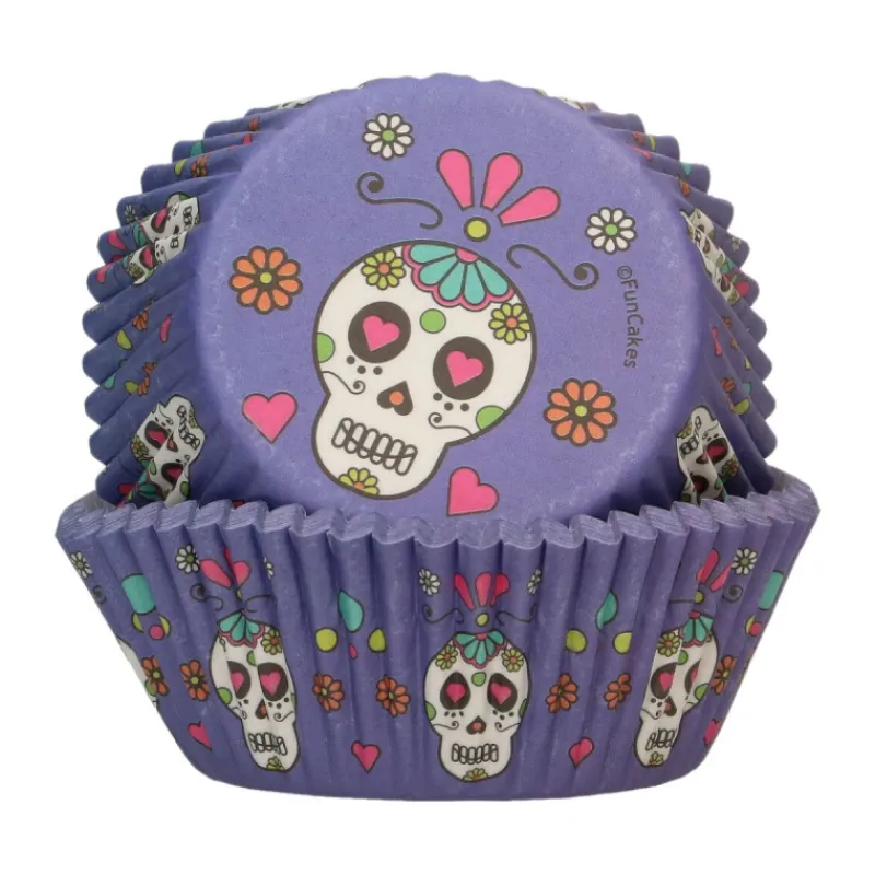 FUNCAKES Moules En Papier*Caissettes Cupcakes Violettes Fête des Morts (x48)