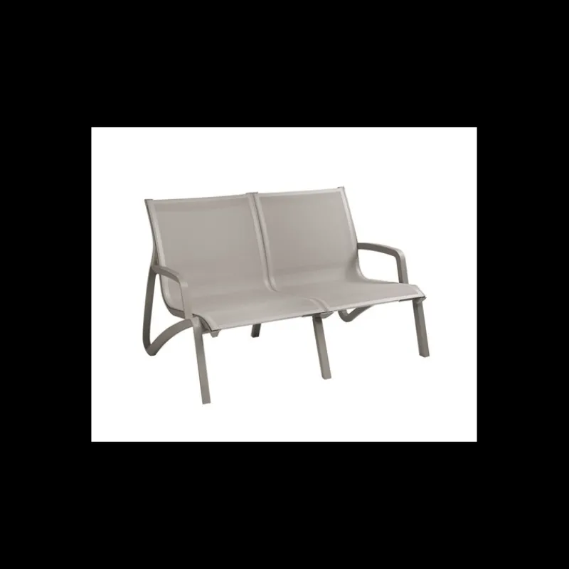 GROSFILLEX Mobilier Lounge | Salon De Jardin Professionnel*Canapé Conversationnel Gris Platinium Toile Grise Sunset