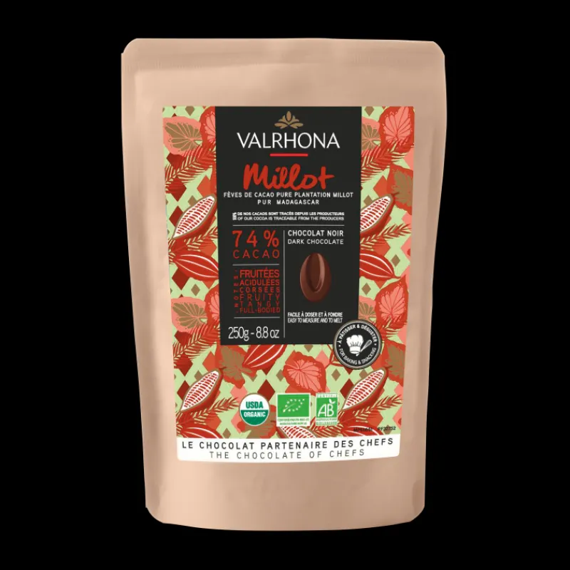 VALRHONA Produits Bio | Chocolat De Couverture*Chocolat de Couverture Noir Millot 74% Bio 250g