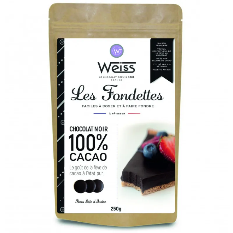 WEISS Chocolat De Couverture*Chocolat Noir 100% Fondettes 250g