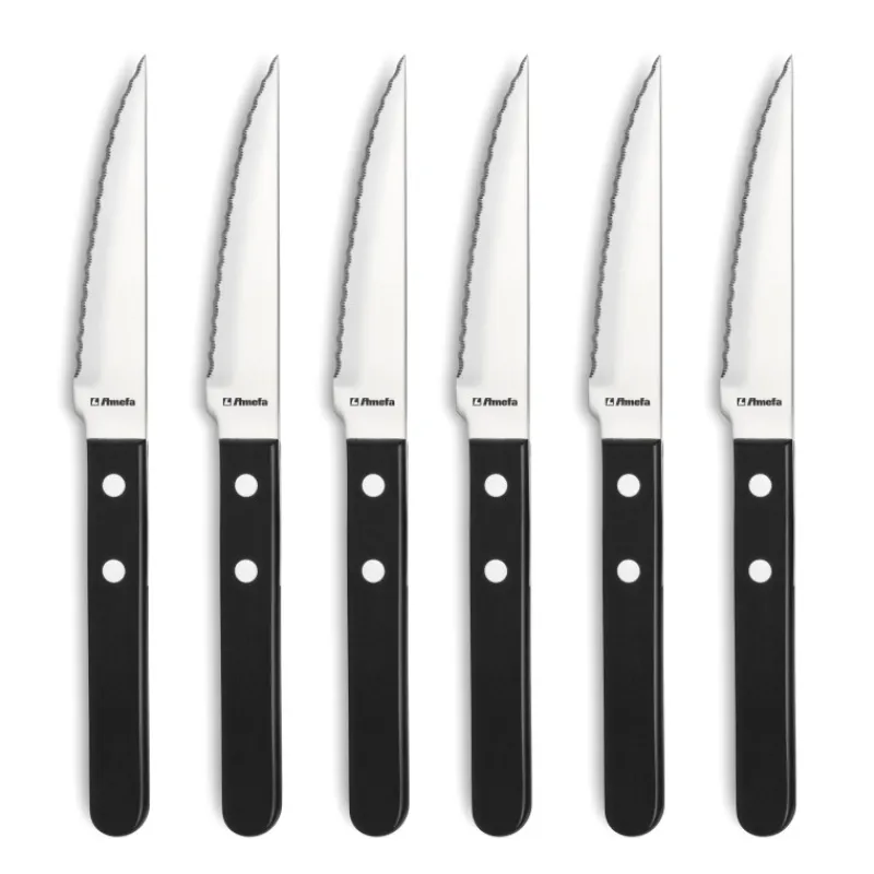 AMEFA Couverts*Coffret 6 Couteaux Steak Pizza Noir 21,5 cm