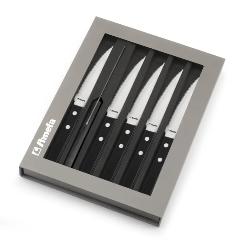 AMEFA Couverts*Coffret 6 Couteaux Steak Pizza Noir 21,5 cm