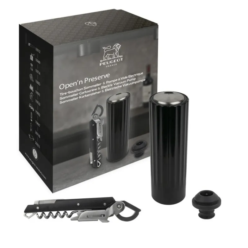 PEUGEOT Accessoires Vin*Coffret Pompe à Vin Electrique ABS + Tire-Bouchon Clavelin