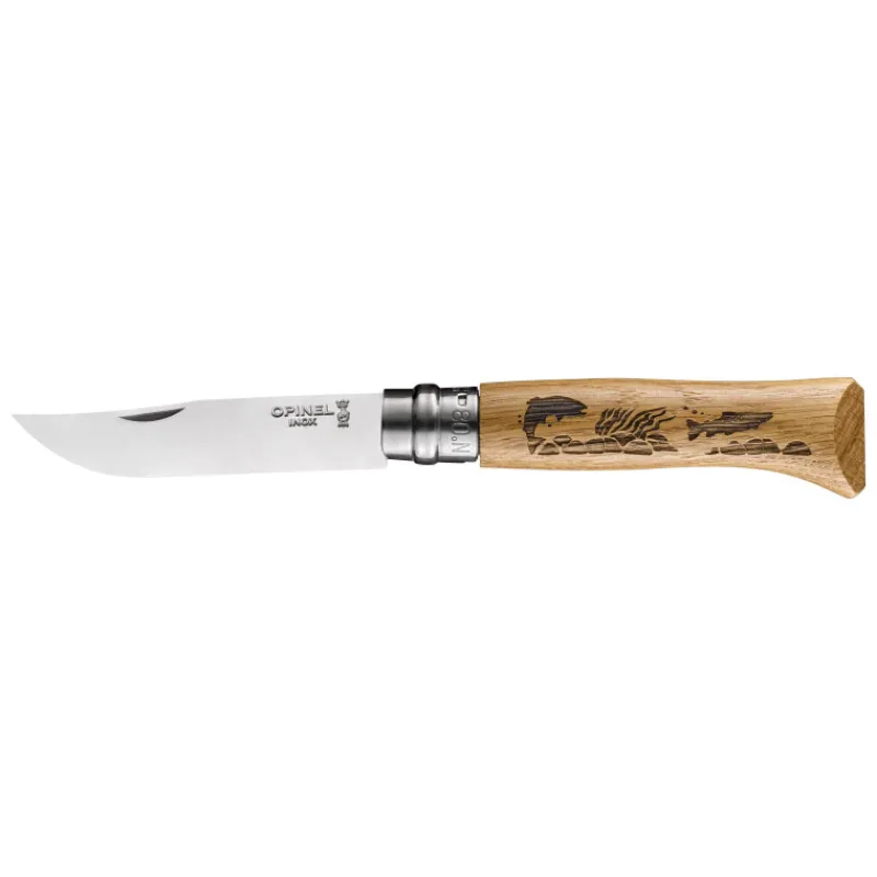 OPINEL Couverts*Couteau N°8 Gravure Poisson Animalia