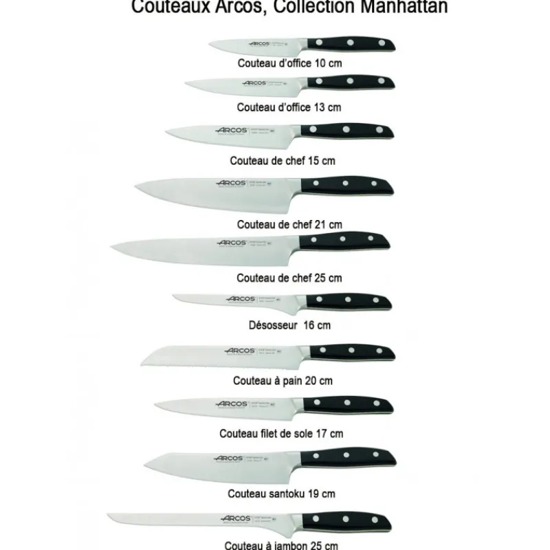 ARCOS Couteau Santoku*Couteau Santoku 19 cm MANHATTAN Noir