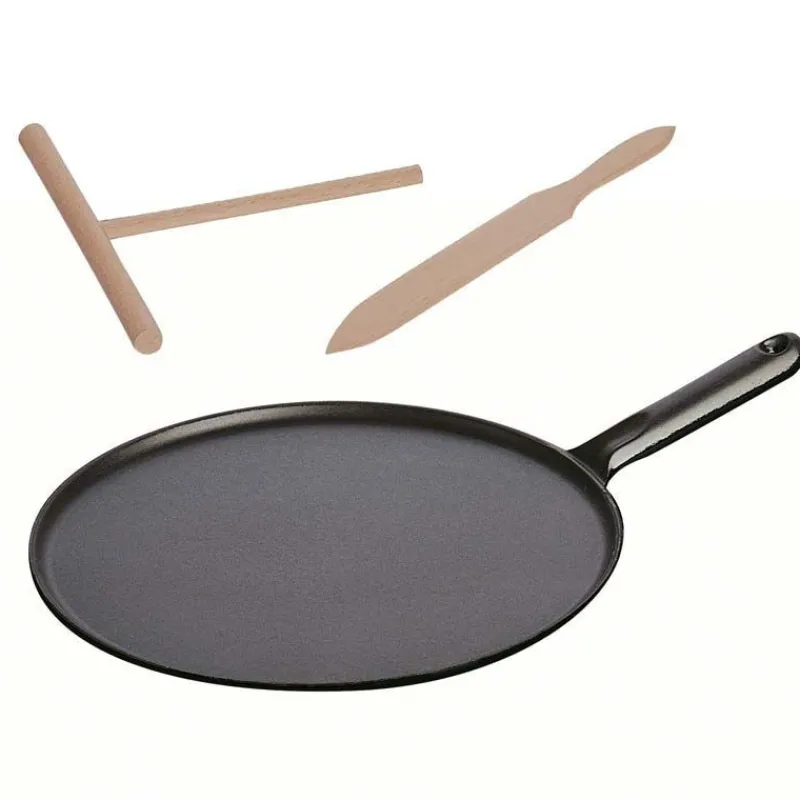 STAUB Poêles*Crêpière 30 cm Fonte noire , manche Fonte