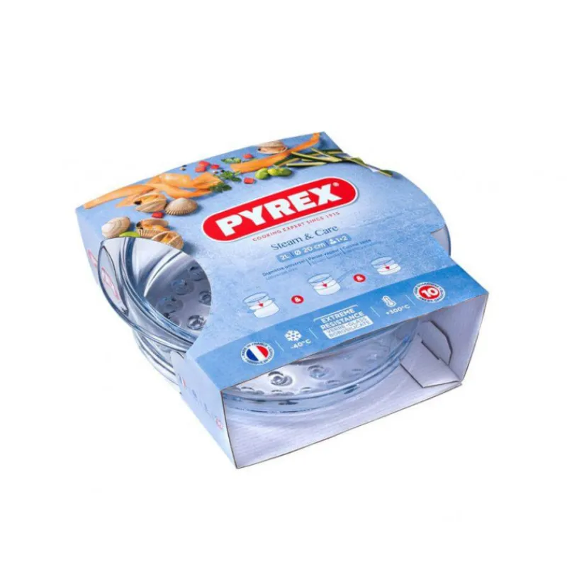 PYREX Cuiseur Vapeur*Cuit Vapeur en Verre 20 cm 2 L Classic