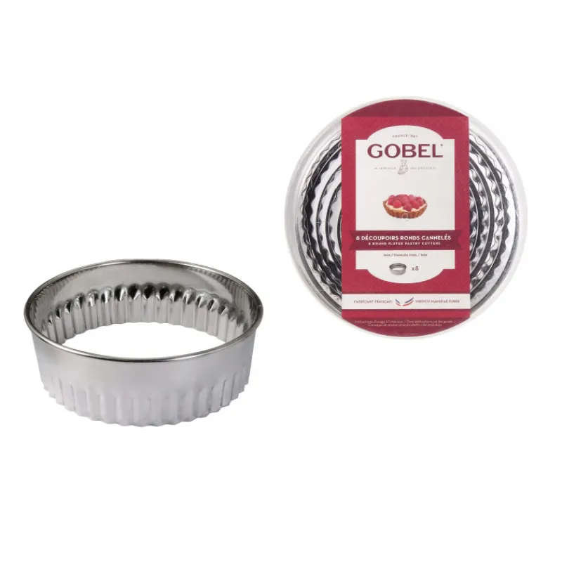 GOBEL Emporte Pièce - Découpoir Pâtisserie*Découpoirs Ronds cannelés inox (boite de 8)