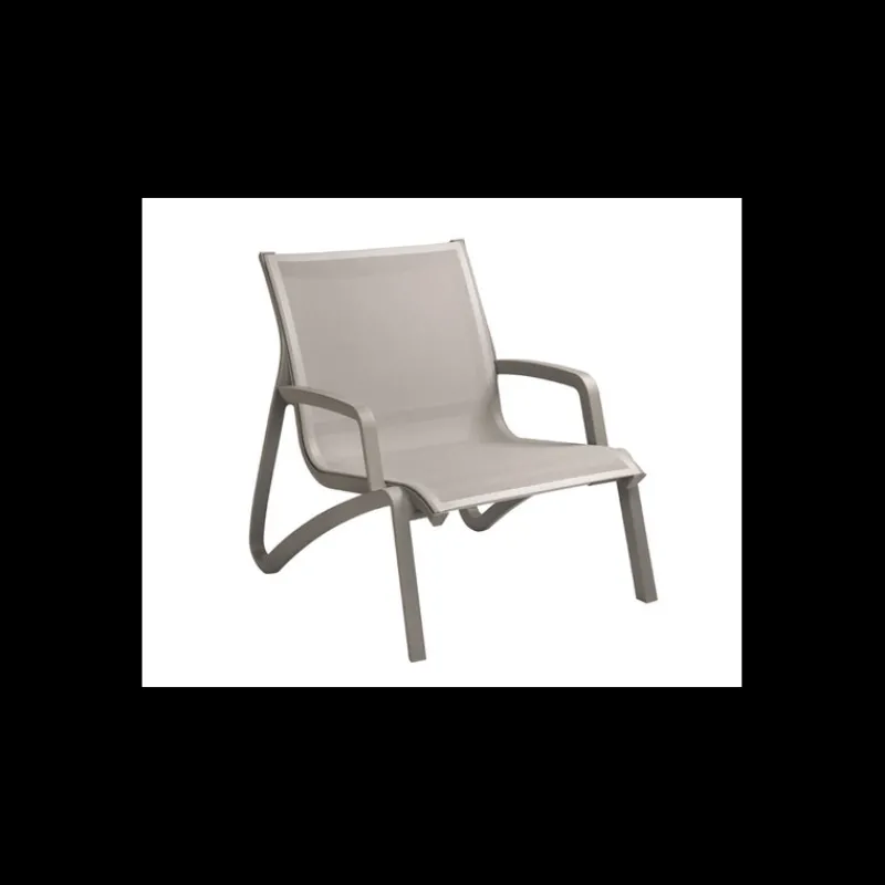 GROSFILLEX Mobilier Lounge | Salon De Jardin Professionnel*Fauteuil Conversationnel Gris Platinium Toile Grise Sunset