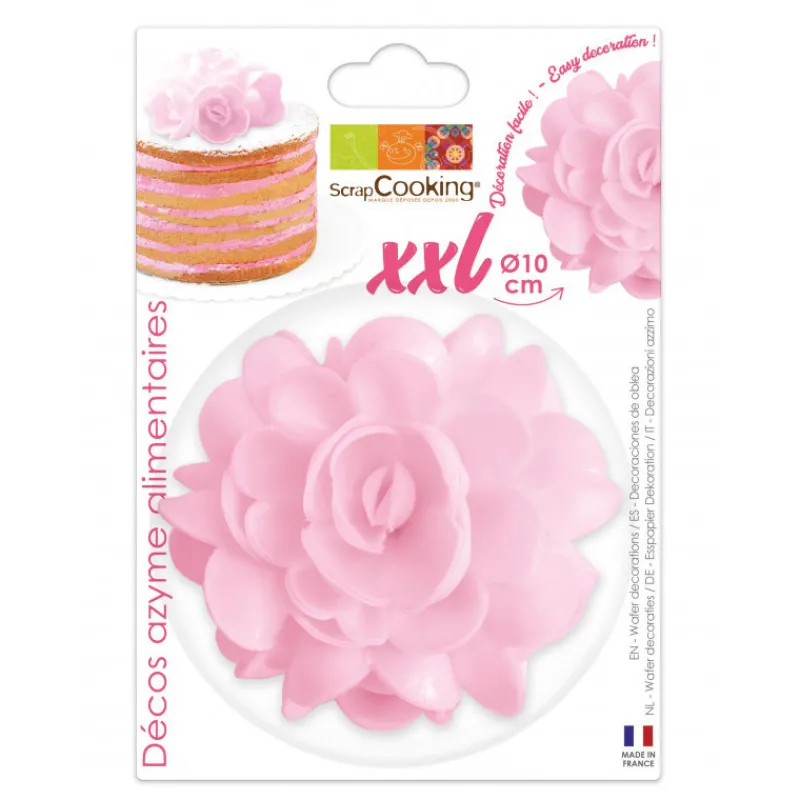 SCRAPCOOKING Décoration Comestible*Fleur Azyme Rose XXL 10cm