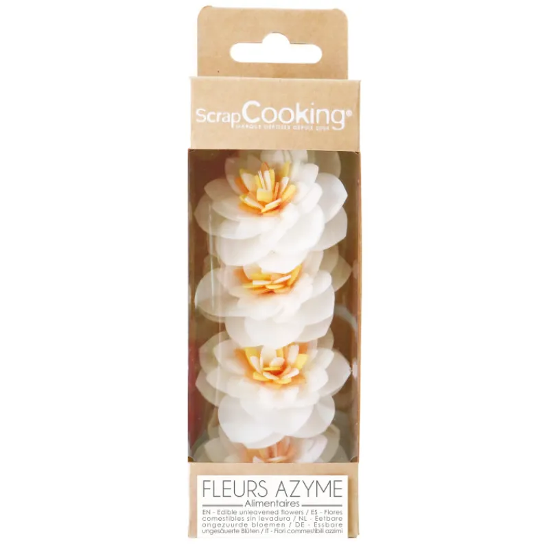 SCRAPCOOKING Décoration Comestible*Fleurs Azyme Camélias Blancs (x4)