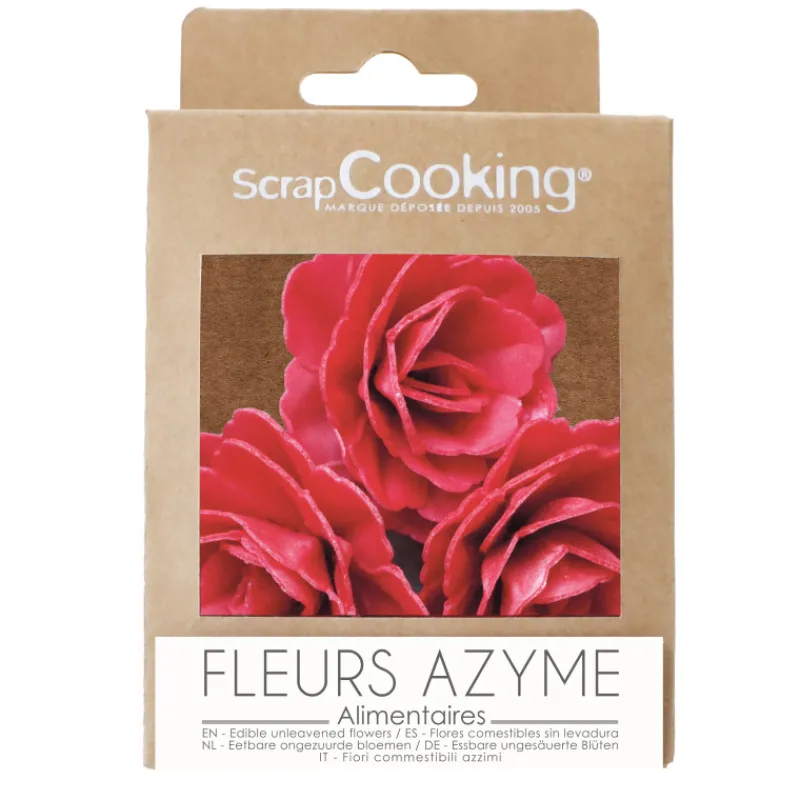 SCRAPCOOKING Décoration Comestible*Fleurs Azyme Roses Royales Rouges (x3)