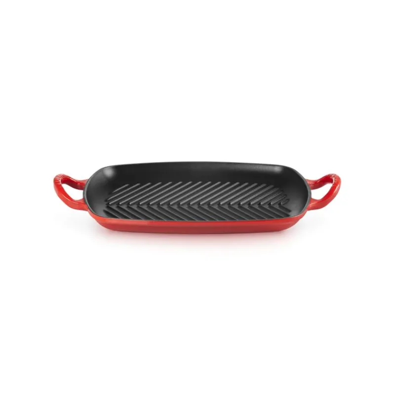 LE CREUSET Plat De Cuisson | Grills*Gril en Fonte Rectangulaire 30 cm Cerise