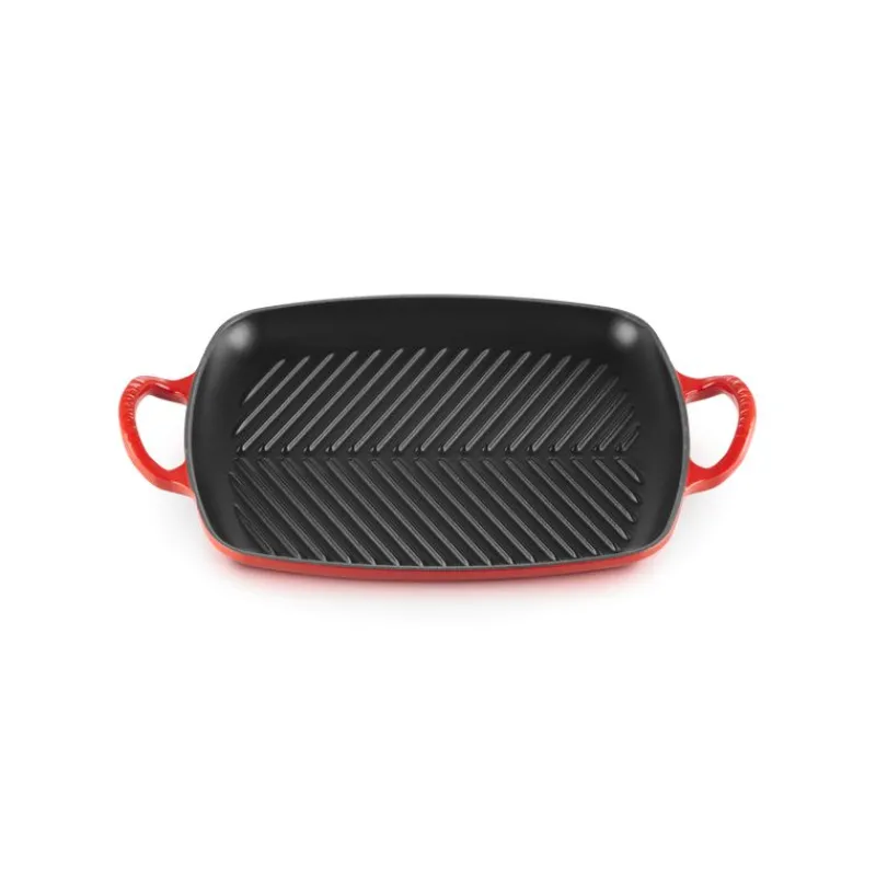 LE CREUSET Plat De Cuisson | Grills*Gril en Fonte Rectangulaire 30 cm Cerise