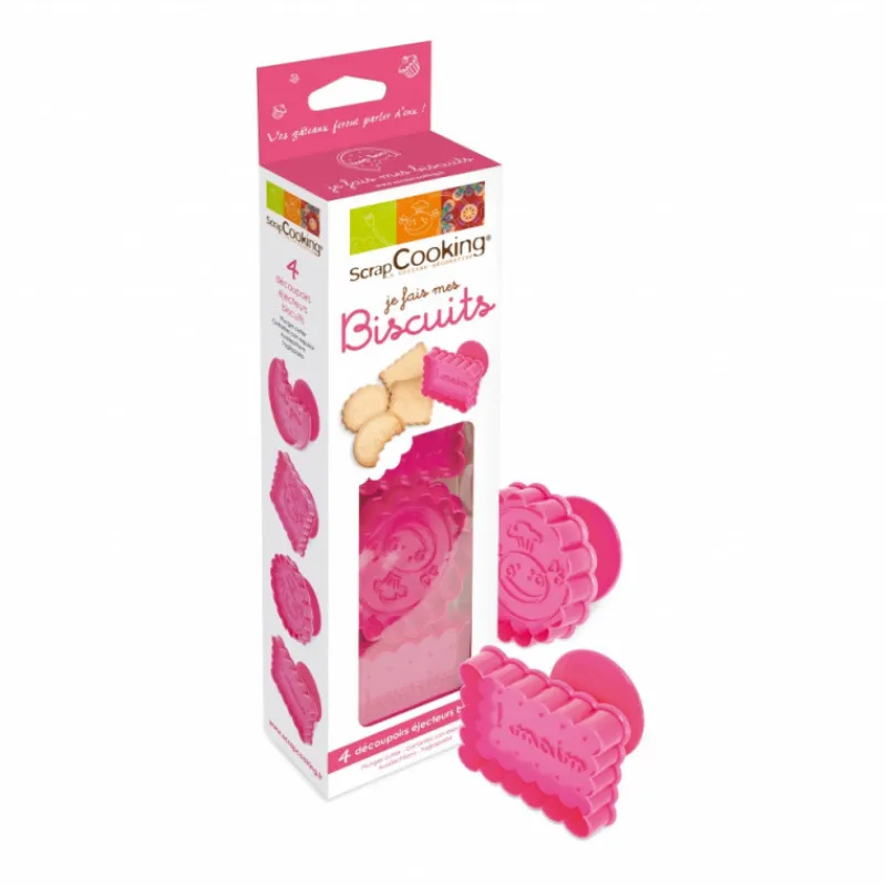 SCRAPCOOKING Emporte Pièce - Découpoir Pâtisserie*Kit 4 découpoirs à éjecteurs pour Biscuits maison