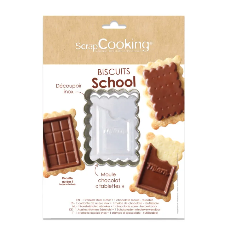 SCRAPCOOKING Moules À Chocolat | Emporte Pièce - Découpoir Pâtisserie*Kit Emporte-Pièce et Moule à Chocolat Biscuit School