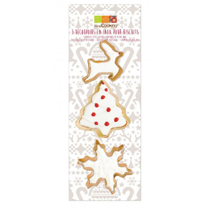 SCRAPCOOKING Emporte Pièce - Découpoir Pâtisserie*Lot Découpoirs Noël Inox Dorés x3