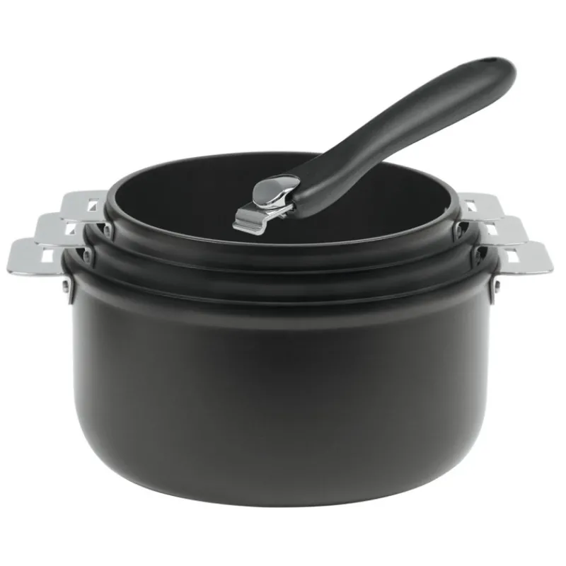 CRISTEL Batterie De Cuisine | Casseroles*Lot de 3 Casseroles Aluminium avec 1 Poignée Noire Cookway Amovible