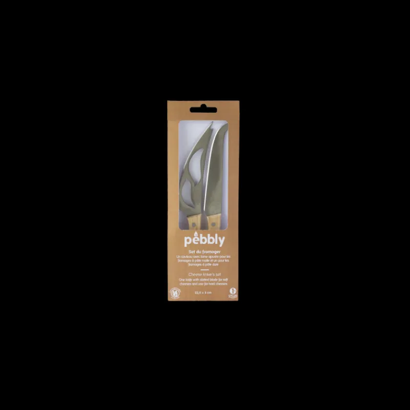 PEBBLY Couteau À Fromage*Lot de 2 Couteaux à Fromage en Inox 22 cm