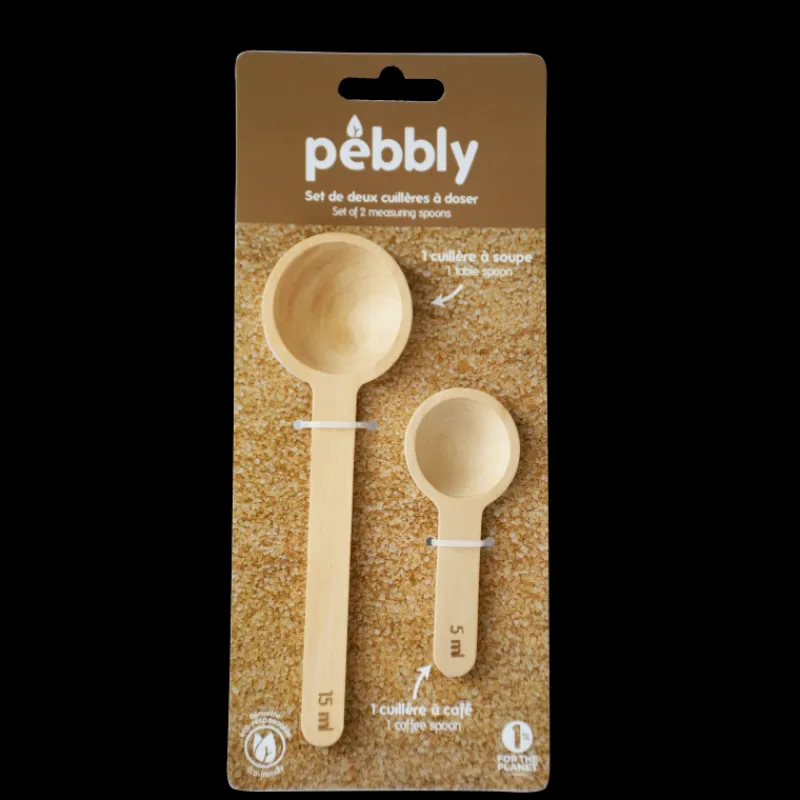 PEBBLY Maryses Et Cuillères*Lot de 2 Cuillères Doseuses en Bambou 5 et 15 ml