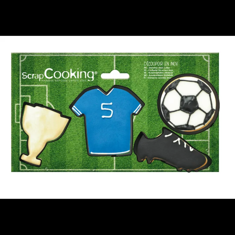 SCRAPCOOKING Emporte Pièce - Découpoir Pâtisserie*Lot de 4 Emporte-Pièces Inox Football