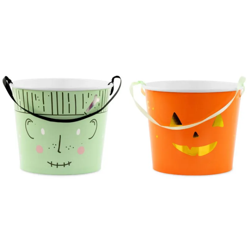 FUNCAKES Vaisselle | Emballage Alimentaire*Lot de Seaux à Friandises Halloween Partydeco (x2)