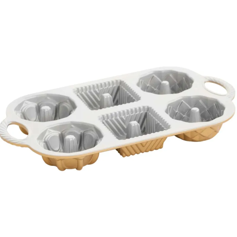 NORDIC WARE Moule Anti-adhésif | Moules À Gâteaux*Moule Mini Bundt Geo (x6) Gold