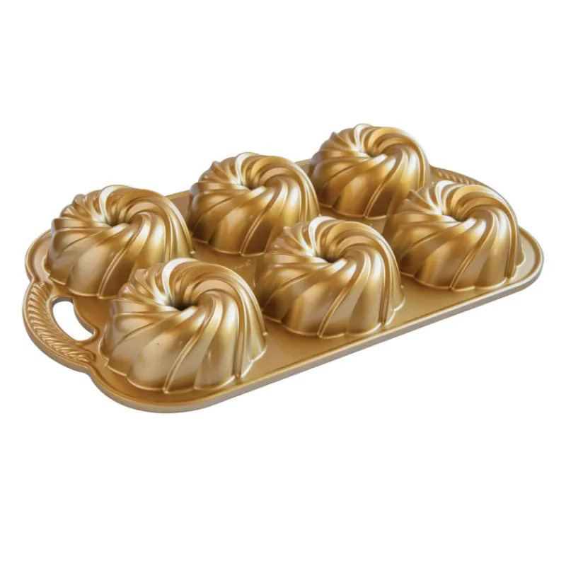 NORDIC WARE Moule Anti-adhésif | Moules À Gâteaux*Moule Mini Bundt Tourbillon (x6) Gold