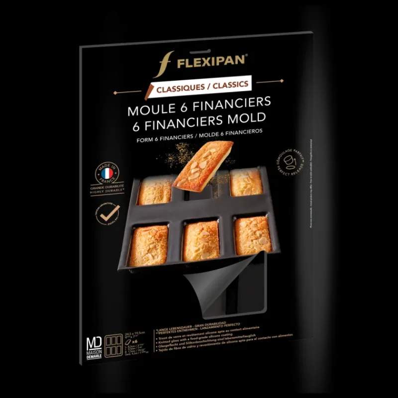 FLEXIPAN DEMARLE Moule Anti-adhésif | Moule Silicone*Moule Silicone 6 Financiers 8,5 x 4,5 cm