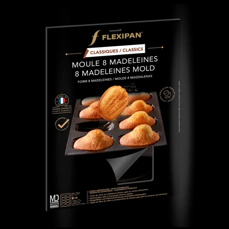 FLEXIPAN DEMARLE Moule Silicone | Moule Anti-adhésif*Moule Silicone 8 Madeleines 8 x 4,5 cm