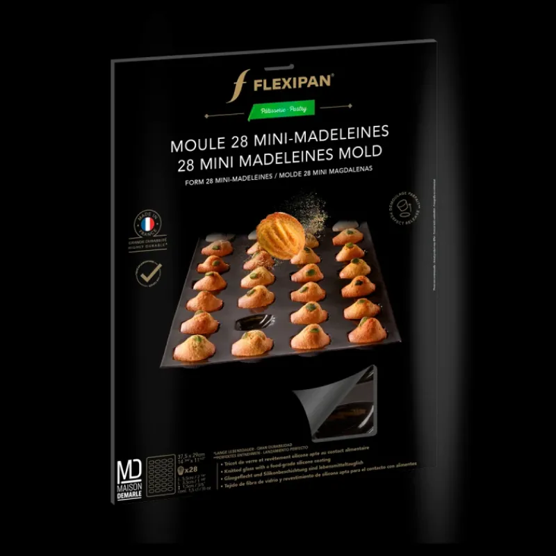 FLEXIPAN DEMARLE Moule Anti-adhésif | Moule Silicone*Moule Silicone 28 Mini Madeleines 5,5 x 3,5 cm