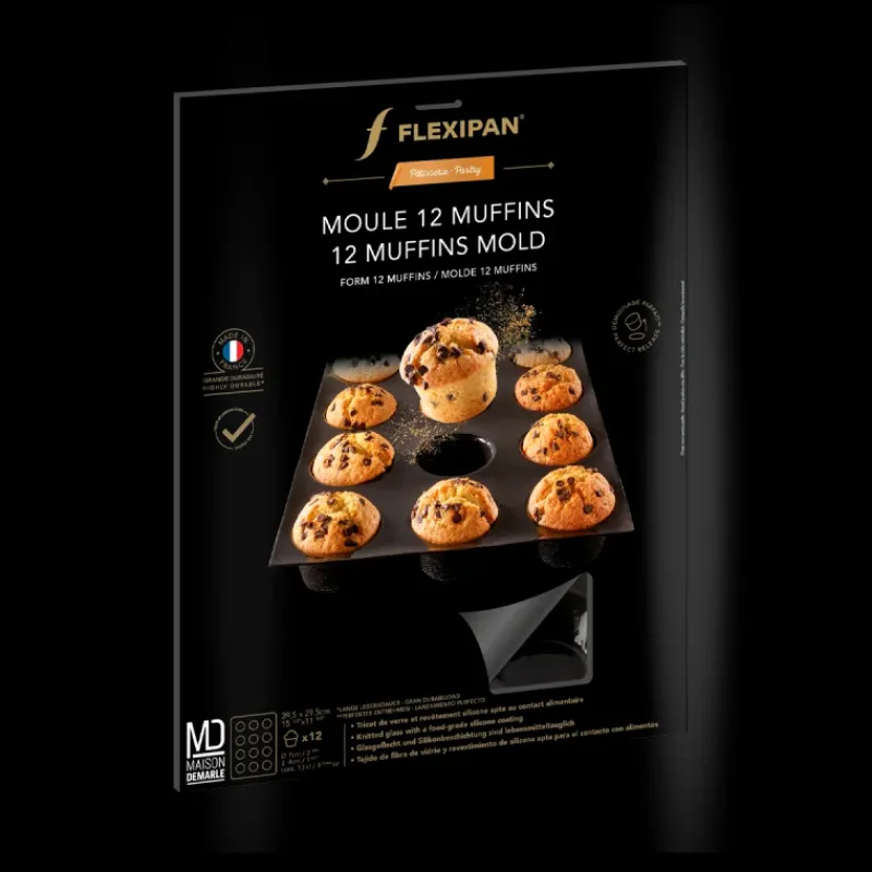 FLEXIPAN DEMARLE Moule Anti-adhésif | Moule Silicone*Moule Silicone 12 Muffins Ø 7 cm