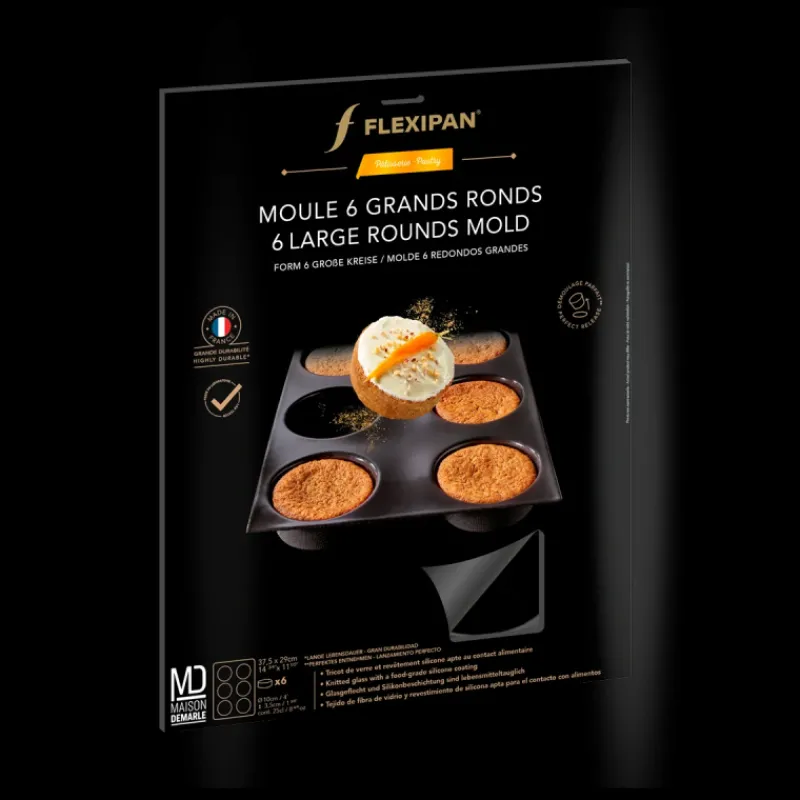 FLEXIPAN DEMARLE Moule Anti-adhésif | Moule Silicone*Moule Silicone 6 Ronds Ø 10 cm