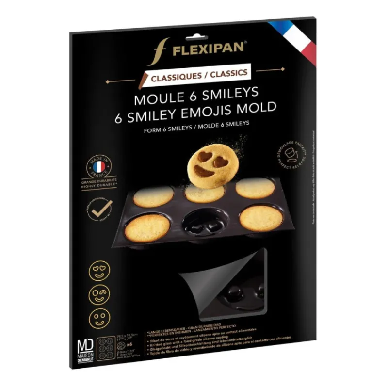 FLEXIPAN DEMARLE Moule Anti-adhésif | Moule Silicone*Moule Silicone 6 Smileys Ø 8 cm