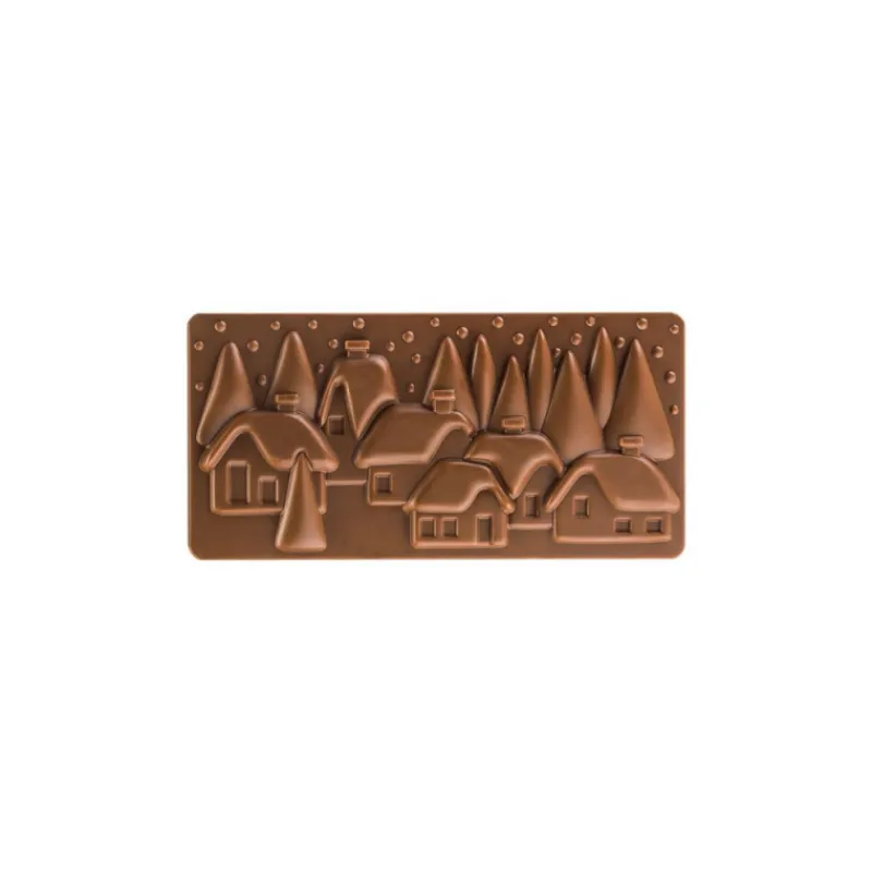 PAVONI Moules À Chocolat*Moule Tablette Chocolat Village De Noël 15,4 x 7,7