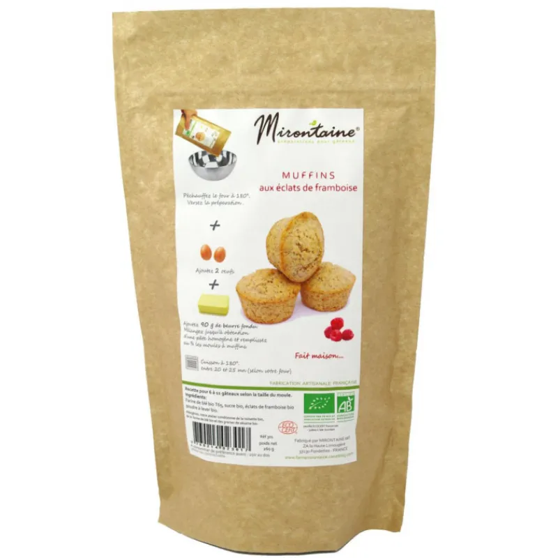 MIRONTAINE Produits Bio | Préparation Pâtisserie*Muffins BIO aux Eclats de Framboise 260g