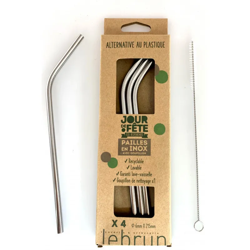 LEBRUN Accessoires Bar*Paille en Inox Coudée 21,5cm x4