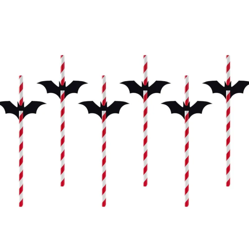 PARTYDECO Accessoires Bar*Pailles en Papier Halloween Chauve-Souris PartyDéco (x6)