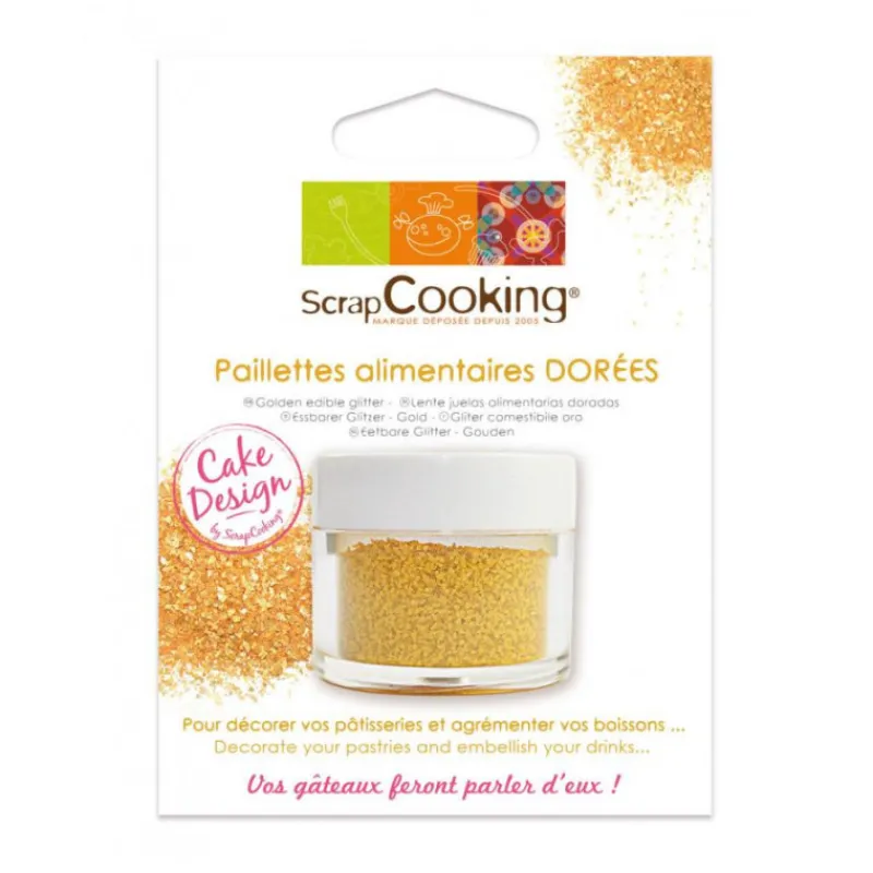 SCRAPCOOKING Décoration Comestible*Paillettes Alimentaires dorées 5g