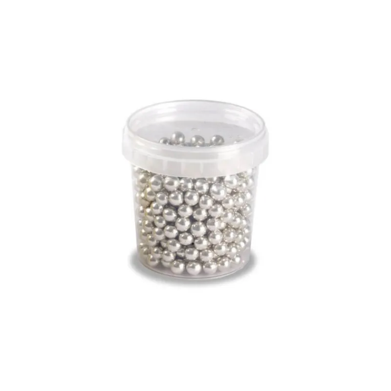 PAVONI Décoration Comestible*Perles en Sucre Argent Métallisé Ø 6 mm 120 g