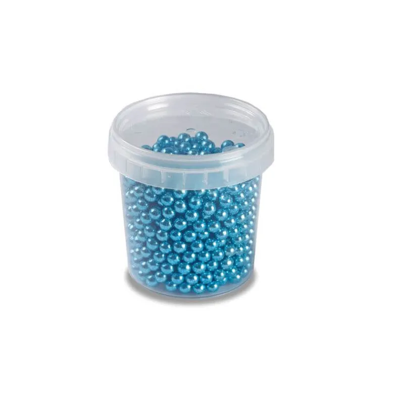 PAVONI Décoration Comestible*Perles en Sucre Bleu Métallisé Ø 4 mm 120 g