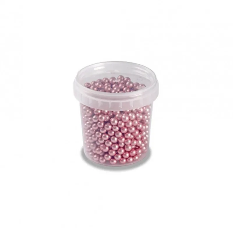 PAVONI Décoration Comestible*Perles en Sucre Rose Métallisé Ø 4 mm 120 g