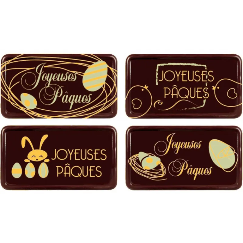 FLORENSUC Décoration Comestible*Plaque Chocolat Joyeuses Pâques x64