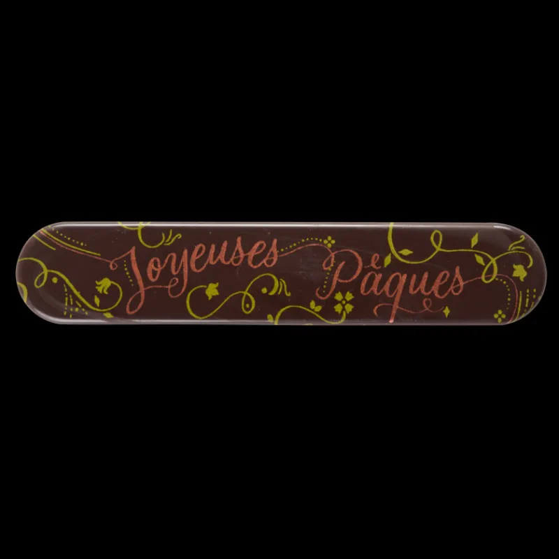 FLORENSUC Décoration Comestible*Plaquette Chocolat Joyeuse Pâques 130x25 mm (x48)