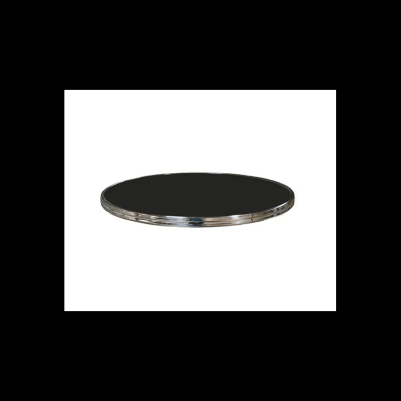 TOPALIT Mobilier Terrasse Restaurant | Mobilier Restaurant*Plateau de Table Ø60 cm Noir Cerclage Inox Cerclé