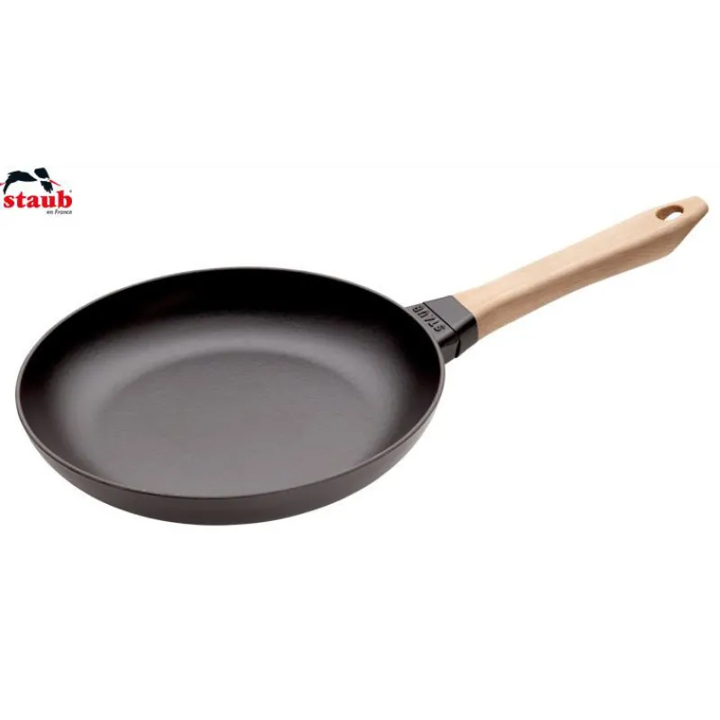 STAUB Poêles*Poêle en Fonte Noir 26 cm Manche Bois